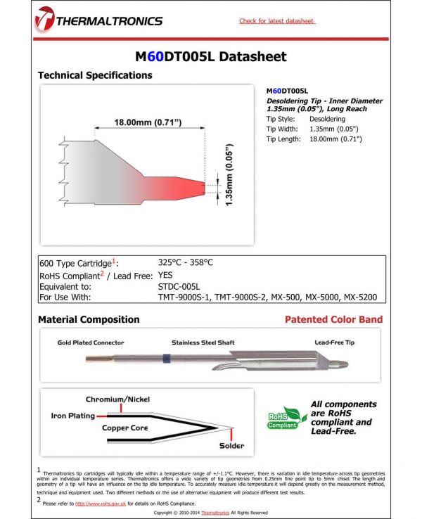 Thermaltronics M60DT005L Metcal STDC-X05L pic