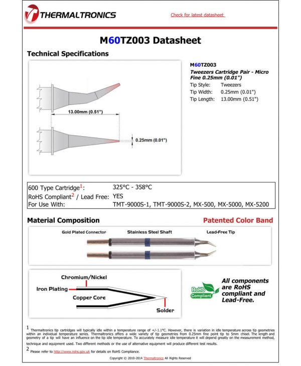 Thermaltronics M60TZ003 Metcal STTC-SMTC Compatibility pic