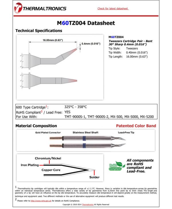 Thermaltronics M60TZ004 Metcal STTC-SMTC Compatibility pic