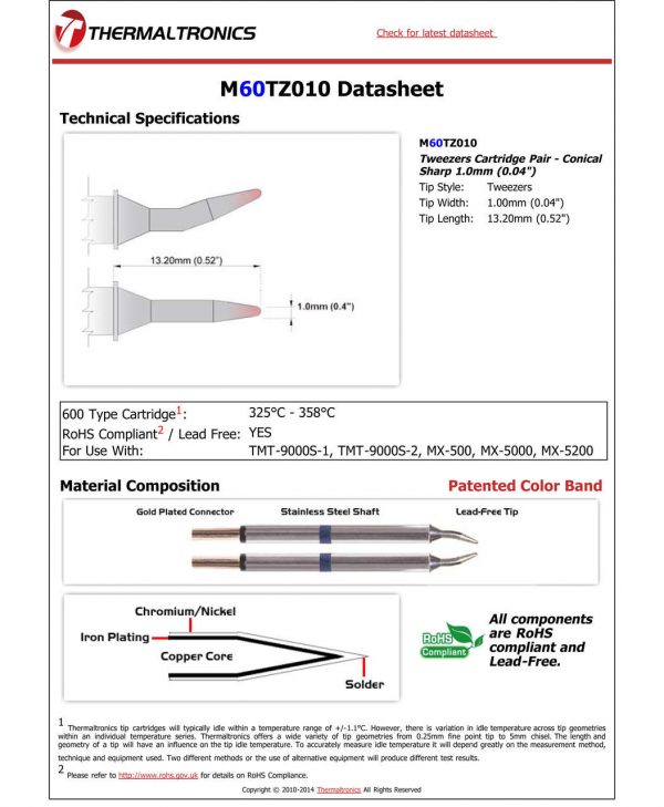 Thermaltronics M60TZ010 Metcal STTC-SMTC Compatibility pic