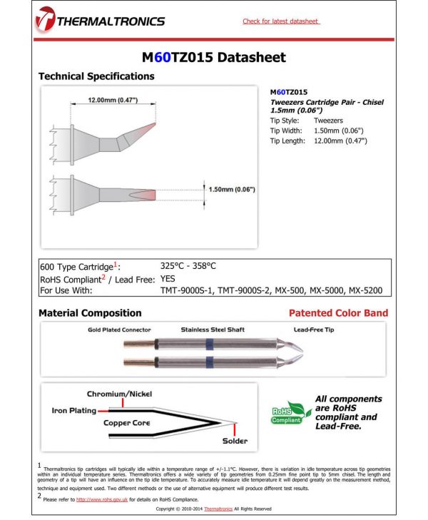 Thermaltronics M60TZ015 Metcal STTC-SMTC Compatibility pic