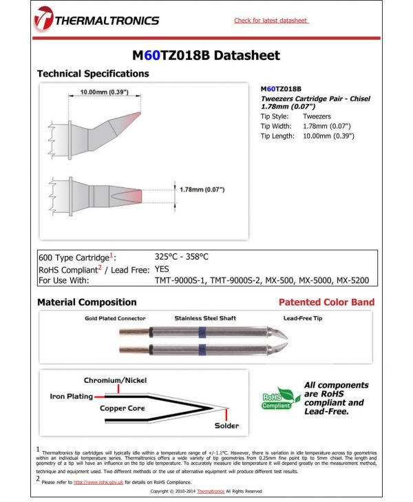 Thermaltronics M60TZ018B Metcal STTC-SMTC Compatibility pic