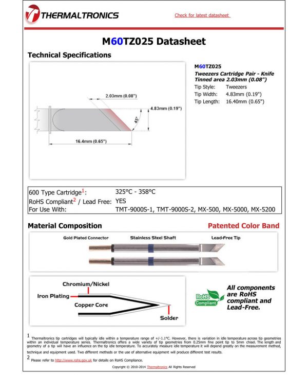 Thermaltronics M60TZ025 Metcal STTC-SMTC Compatibility pic