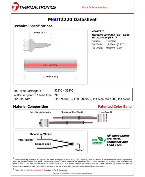 Thermaltronics M60TZ220 Metcal STTC-SMTC Compatibility pic