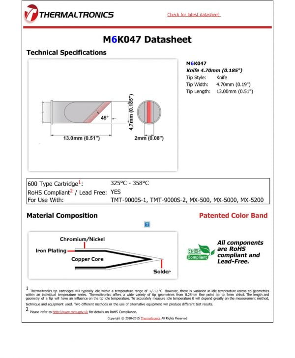 Thermaltronics M6K047 Metcal STTC-SMTC Compatibility pic