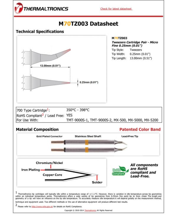 Thermaltronics M70TZ003 Metcal STTC-SMTC Compatibility pic
