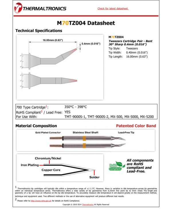 Thermaltronics M70TZ004 Metcal STTC-SMTC Compatibility pic