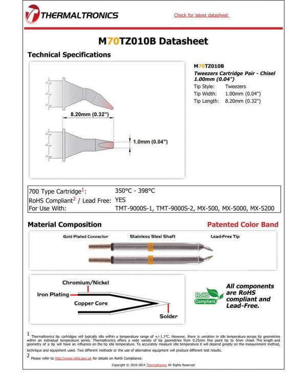 Thermaltronics M70TZ010B Metcal STTC-SMTC Compatibility pic