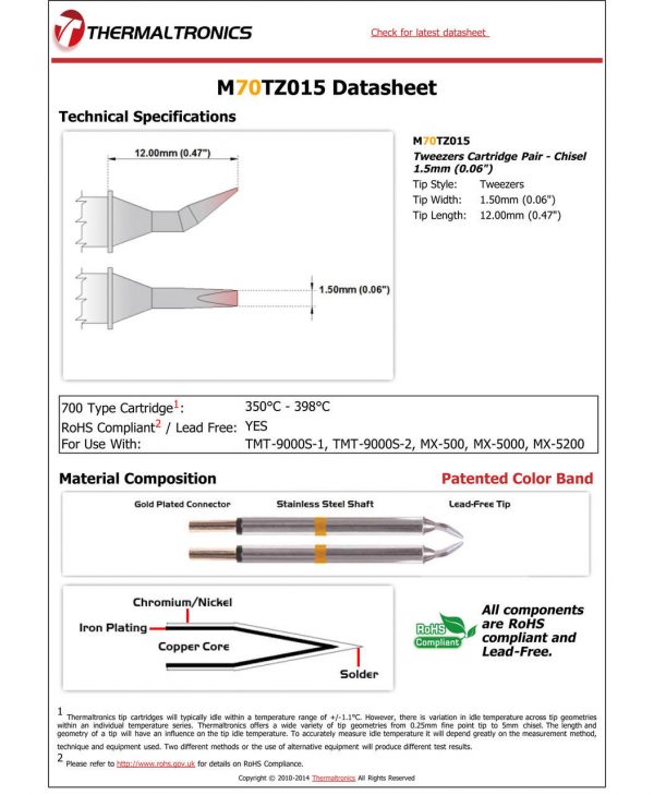 Thermaltronics M70TZ015 Metcal STTC-SMTC Compatibility pic