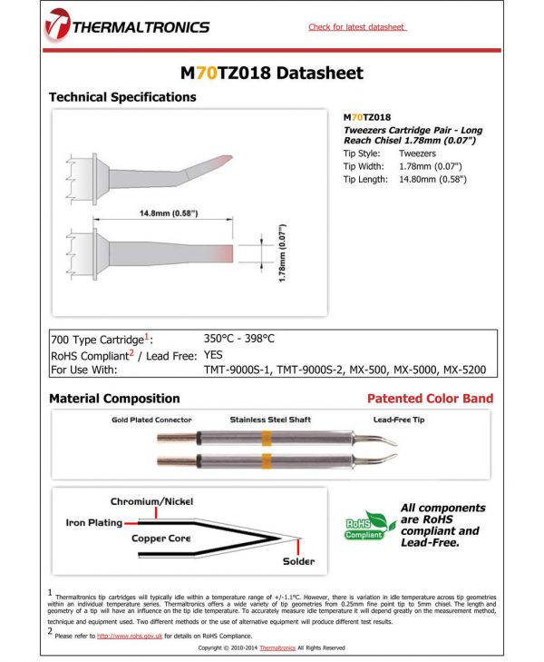 Thermaltronics M70TZ018 Metcal STTC-SMTC Compatibility pic