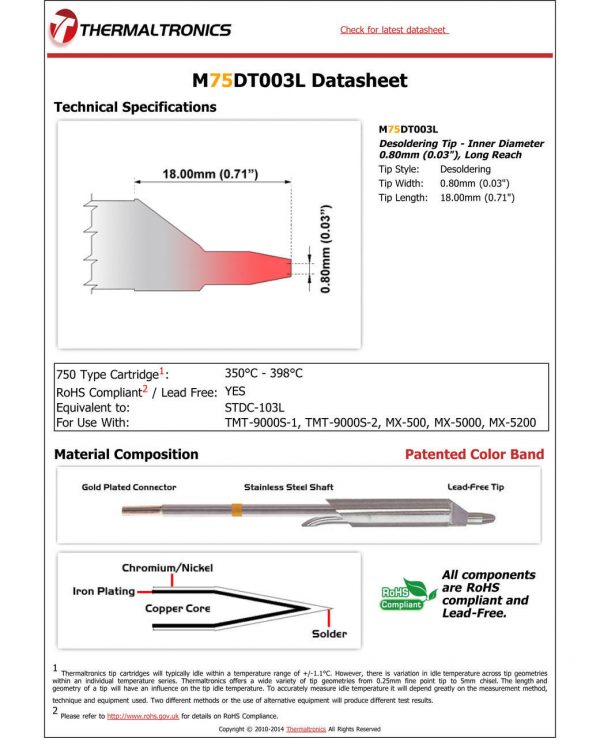 Thermaltronics M75DT003L Metcal STDC-X03L pic