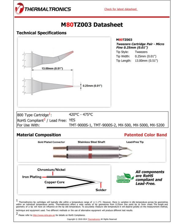 Thermaltronics M80TZ003 Metcal STTC-SMTC Compatibility pic
