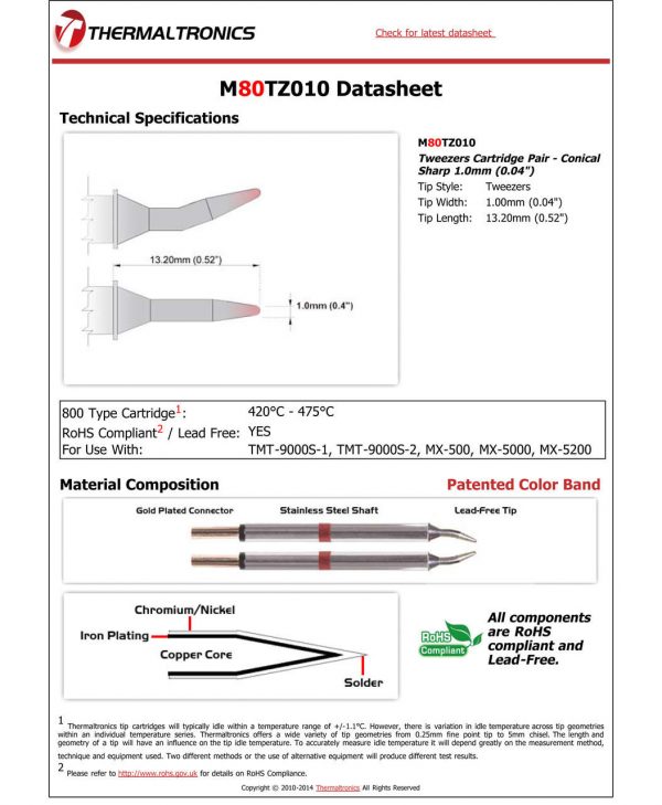 Thermaltronics M80TZ010 Metcal STTC-SMTC Compatibility pic