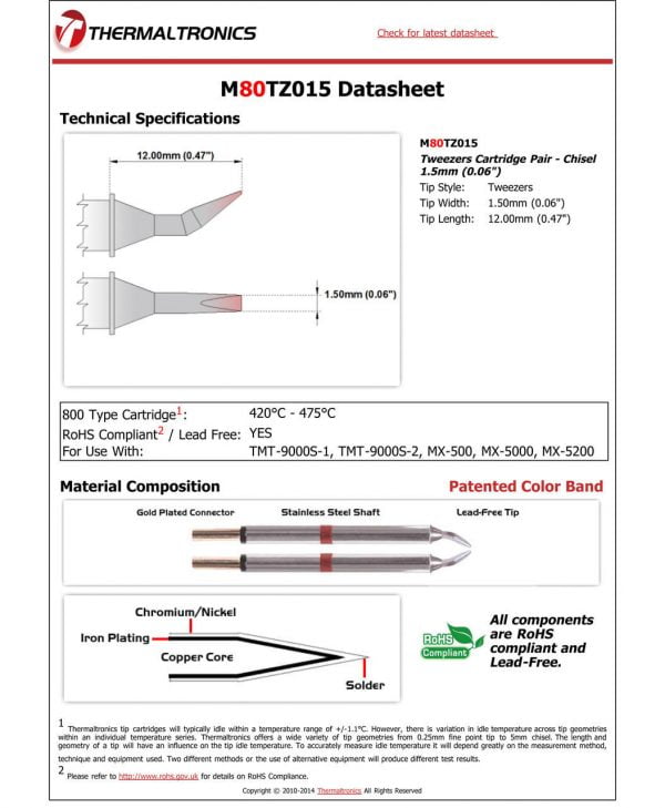 Thermaltronics M80TZ015 Metcal STTC-SMTC Compatibility pic