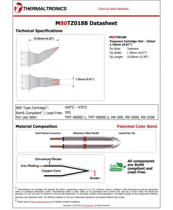 Thermaltronics M80TZ018B Metcal STTC-SMTC Compatibility pic