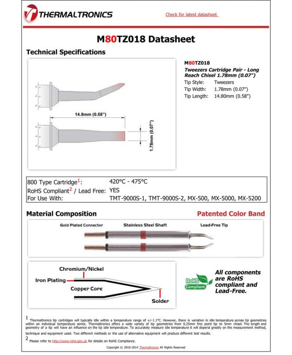 Thermaltronics M80TZ018 Metcal STTC-SMTC Compatibility pic