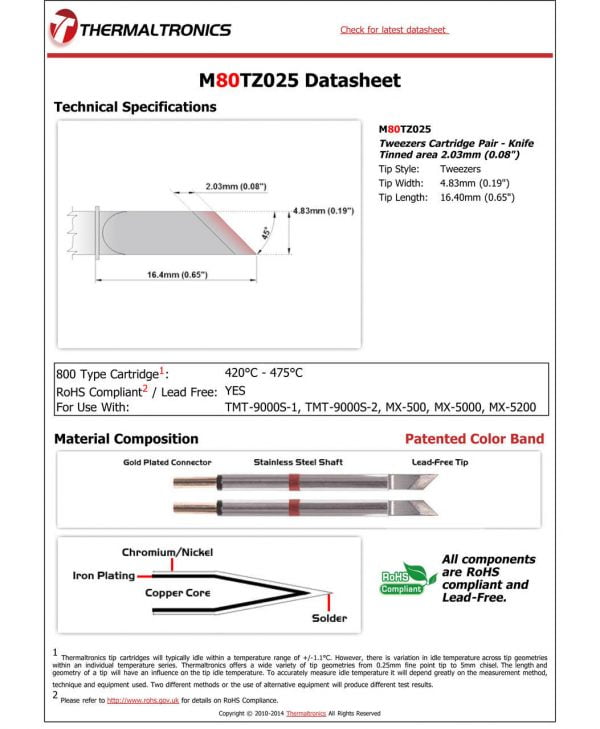 Thermaltronics M80TZ025 Metcal STTC-SMTC Compatibility pic