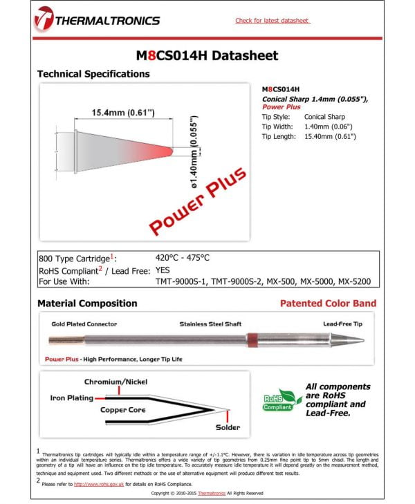 Thermaltronics M8CS014H Metcal STTC-SMTC Compatibility pic