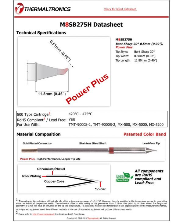 Thermaltronics M8SB275H Metcal STTC-SMTC Compatibility pic