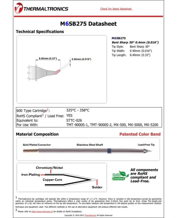 Thermaltronics M6SB275, M7SB275, M8SB275 Metcal STTC-X26 pic