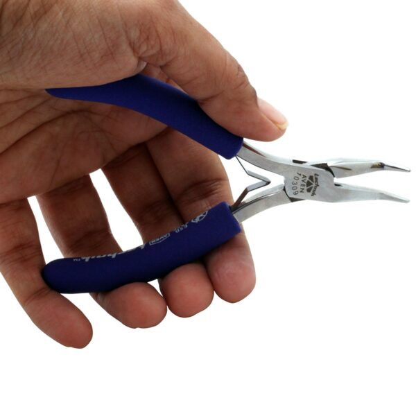 Aven 10309 Pliers Bent Nose 4-1/2" - Smooth - Stainless Steel - ESD Safe Grips pic