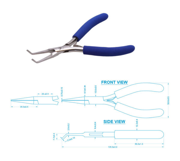 Aven 10312 Pliers Bent Nose 5" - Smooth - Stainless Steel - ESD Safe Grips pic