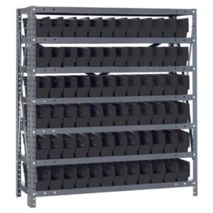 Quantum Storage Systems 1239-100 BK - Economy Series 4" Shelf Bin Steel Shelving w/72 Bins - 12" x 36" x 39" - Black pic