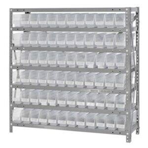 Quantum Storage Systems 1239-100CL - Economy Series 4" Clear-View Bin Shelving w/72 Bins - 12" x 36" x 39" - Clear pic