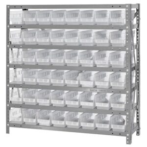 Quantum Storage Systems 1239-101CL - Economy Series 4" Clear-View Bin Shelving w/48 Bins - 12" x 36" x 39" - Clear pic