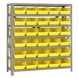 Quantum Storage Systems 1239-102 YL - Economy Series 4" Shelf Bin Steel Shelving w/30 Bins - 12" x 36" x 39" - Yellow pic