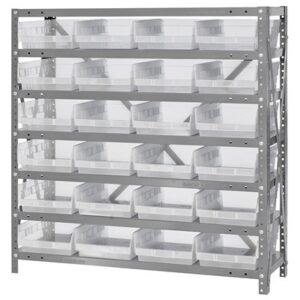 Quantum Storage Systems 1239-107CL - Economy Series 4" Clear-View Bin Shelving w/24 Bins - 12" x 36" x 39" - Clear pic