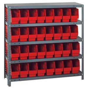 Quantum Storage Systems 1239-201 RD - Store-More Series 6" Shelf Bin Steel Shelving w/32 Bins - 12" x 36" x 39" - Red pic