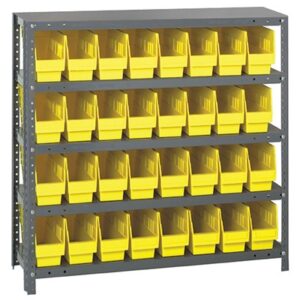 Quantum Storage Systems 1239-201 YL - Store-More Series 6" Shelf Bin Steel Shelving w/32 Bins - 12" x 36" x 39" - Yellow pic