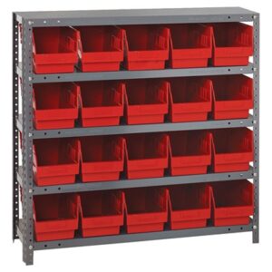 Quantum Storage Systems 1239-202 RD - Store-More Series 6" Shelf Bin Steel Shelving w/20 Bins - 12" x 36" x 39" - Red pic