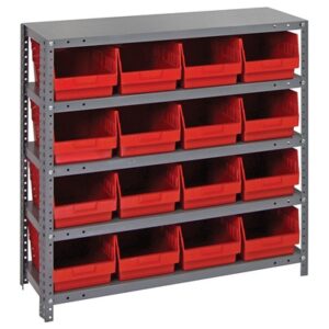 Quantum Storage Systems 1239-207 RD - Store-More Series 6" Shelf Bin Steel Shelving w/16 Bins - 12" x 36" x 39" - Red pic