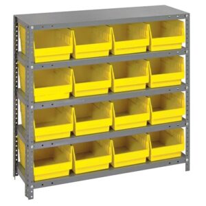 Quantum Storage Systems 1239-207 YL - Store-More Series 6" Shelf Bin Steel Shelving w/16 Bins - 12" x 36" x 39" - Yellow pic