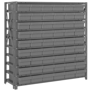 Quantum Storage Systems 1239-401 GY - Super Tuff Euro Series Open Style Steel Shelving w/54 Bins - 12" x 36" x 39" - Gray pic