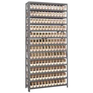 Quantum Storage Systems 1275-100 IV - Economy Series 4" Shelf Bin Steel Shelving w/144 Bins - 12" x 36" x 75" - Ivory pic