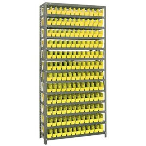 Quantum Storage Systems 1275-100 YL - Economy Series 4" Shelf Bin Steel Shelving w/144 Bins - 12" x 36" x 75" - Yellow pic