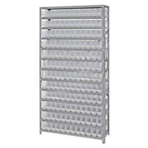 Quantum Storage Systems 1275-100CL - Economy Series 4" Clear-View Bin Shelving w/144 Bins - 12" x 36" x 75" - Clear pic