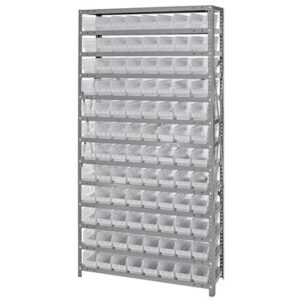Quantum Storage Systems 1275-101CL - Economy Series 4" Clear-View Bin Shelving w/96 Bins - 12" x 36" x 75" - Clear pic