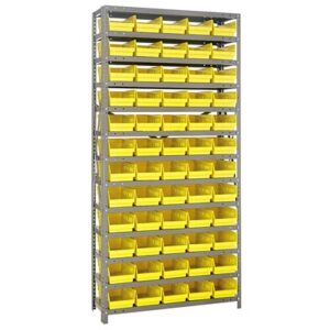 Quantum Storage Systems 1275-102 YL - Economy Series 4" Shelf Bin Steel Shelving w/60 Bins - 12" x 36" x 75" - Yellow pic