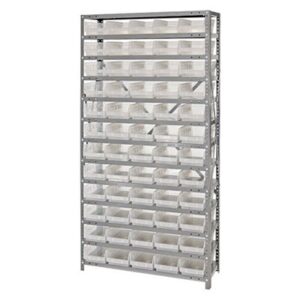 Quantum Storage Systems 1275-102CL - Economy Series 4" Clear-View Bin Shelving w/60 Bins - 12" x 36" x 75" - Clear pic
