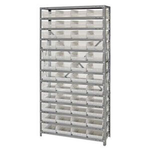 Quantum Storage Systems 1275-107CL - Economy Series 4" Clear-View Bin Shelving w/36 Bins - 12" x 36" x 75" - Clear pic