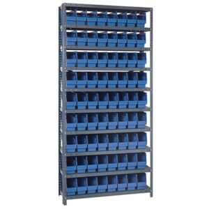 Quantum Storage Systems 1275-201 BL - Store-More Series 6" Shelf Bin Steel Shelving w/72 Bins - 12" x 36" x 75" - Blue pic