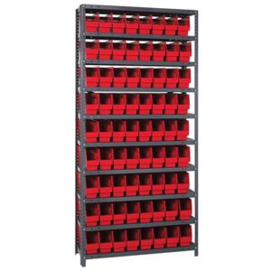 Quantum Storage Systems 1275-201 RD - Store-More Series 6" Shelf Bin Steel Shelving w/72 Bins - 12" x 36" x 75" - Red pic
