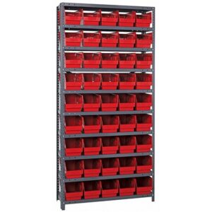 Quantum Storage Systems 1275-202 RD - Store-More Series 6" Shelf Bin Steel Shelving w/45 Bins - 12" x 36" x 75" - Red pic