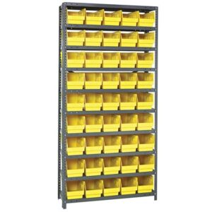 Quantum Storage Systems 1275-202 YL - Store-More Series 6" Shelf Bin Steel Shelving w/45 Bins - 12" x 36" x 75" - Yellow pic