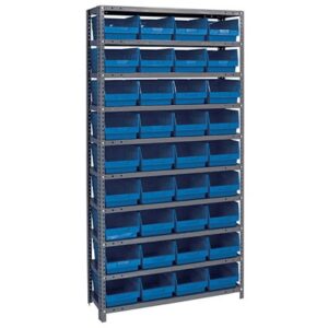 Quantum Storage Systems 1275-207 BL - Store-More Series 6" Shelf Bin Steel Shelving w/36 Bins - 12" x 36" x 75" - Blue pic