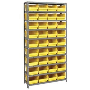 Quantum Storage Systems 1275-207 YL - Store-More Series 6" Shelf Bin Steel Shelving w/36 Bins - 12" x 36" x 75" - Yellow pic